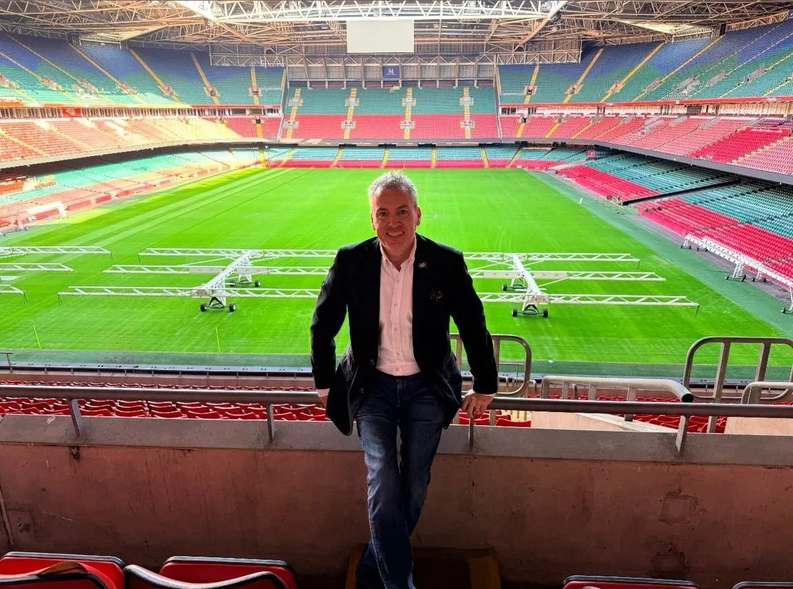 Pitchside at the Principality Stadium in Cardiff